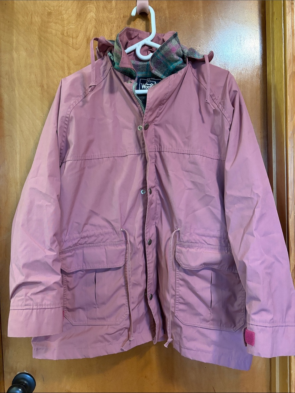 Woolrich Women’s Dusty Rose Hooded Raincoat - Size XL